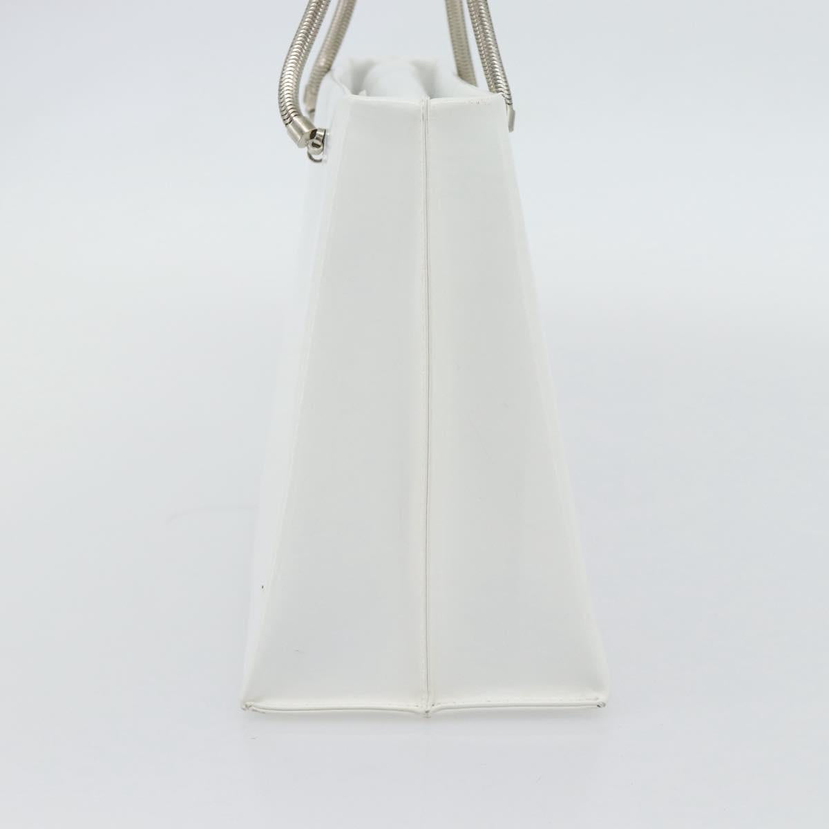 GIVENCHY Chain Shoulder Bag Leather White Silver Auth bs28975