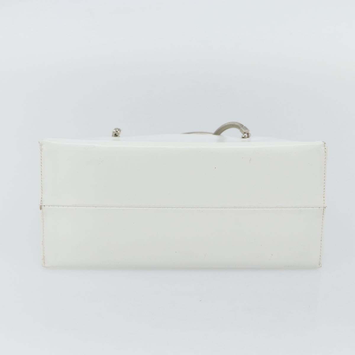 GIVENCHY Chain Shoulder Bag Leather White Silver Auth bs28975