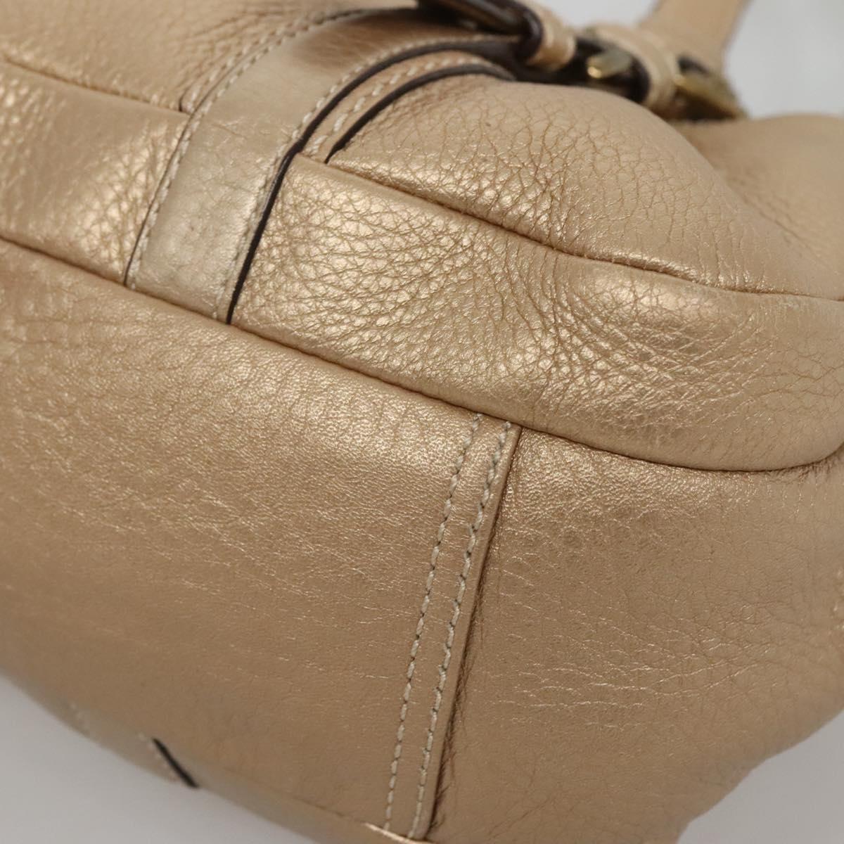 Coach Shoulder Bag Leather Gold Auth bs28981