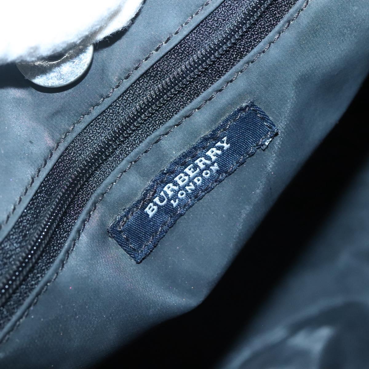 BURBERRY Nova Check Hand Bag Nylon Leather Beige Silver Auth bs28988