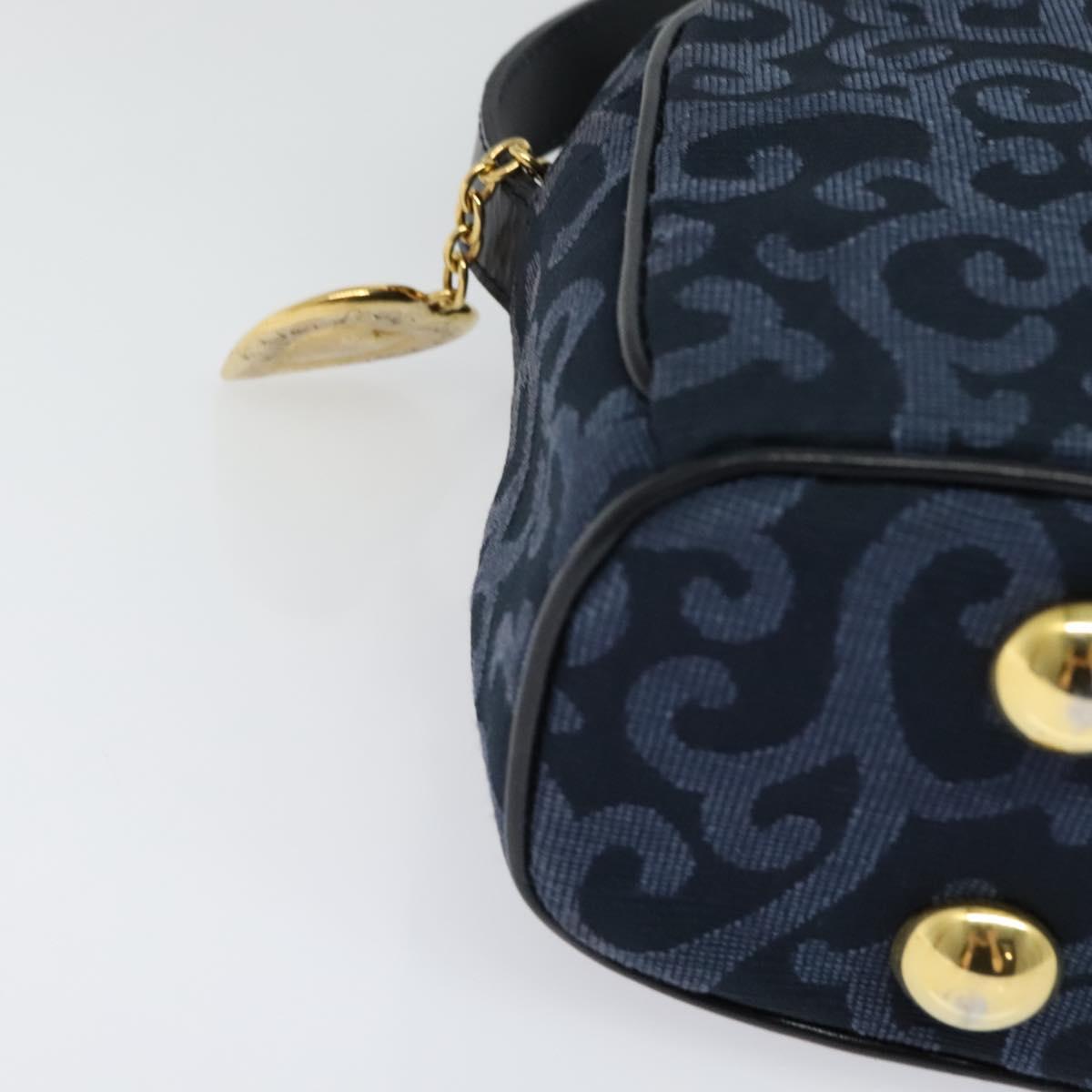 SAINT LAURENT Shoulder Bag Canvas Navy Gold Auth bs28993