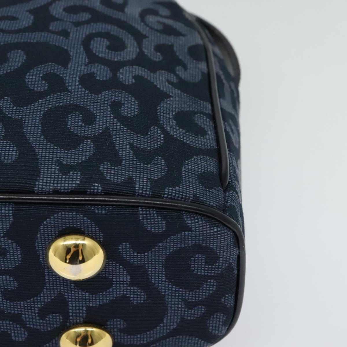 SAINT LAURENT Shoulder Bag Canvas Navy Gold Auth bs28993