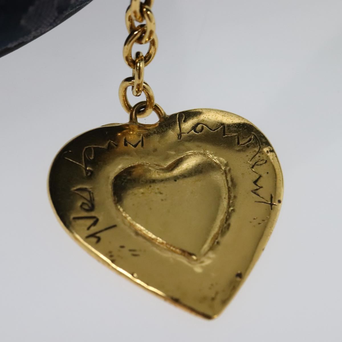 SAINT LAURENT Shoulder Bag Canvas Navy Gold Auth bs28993