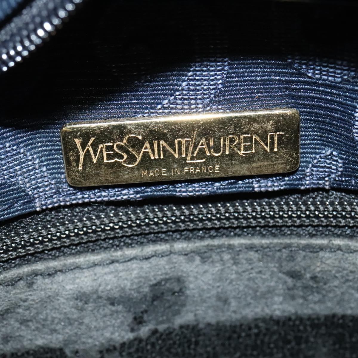 SAINT LAURENT Shoulder Bag Canvas Navy Gold Auth bs28993