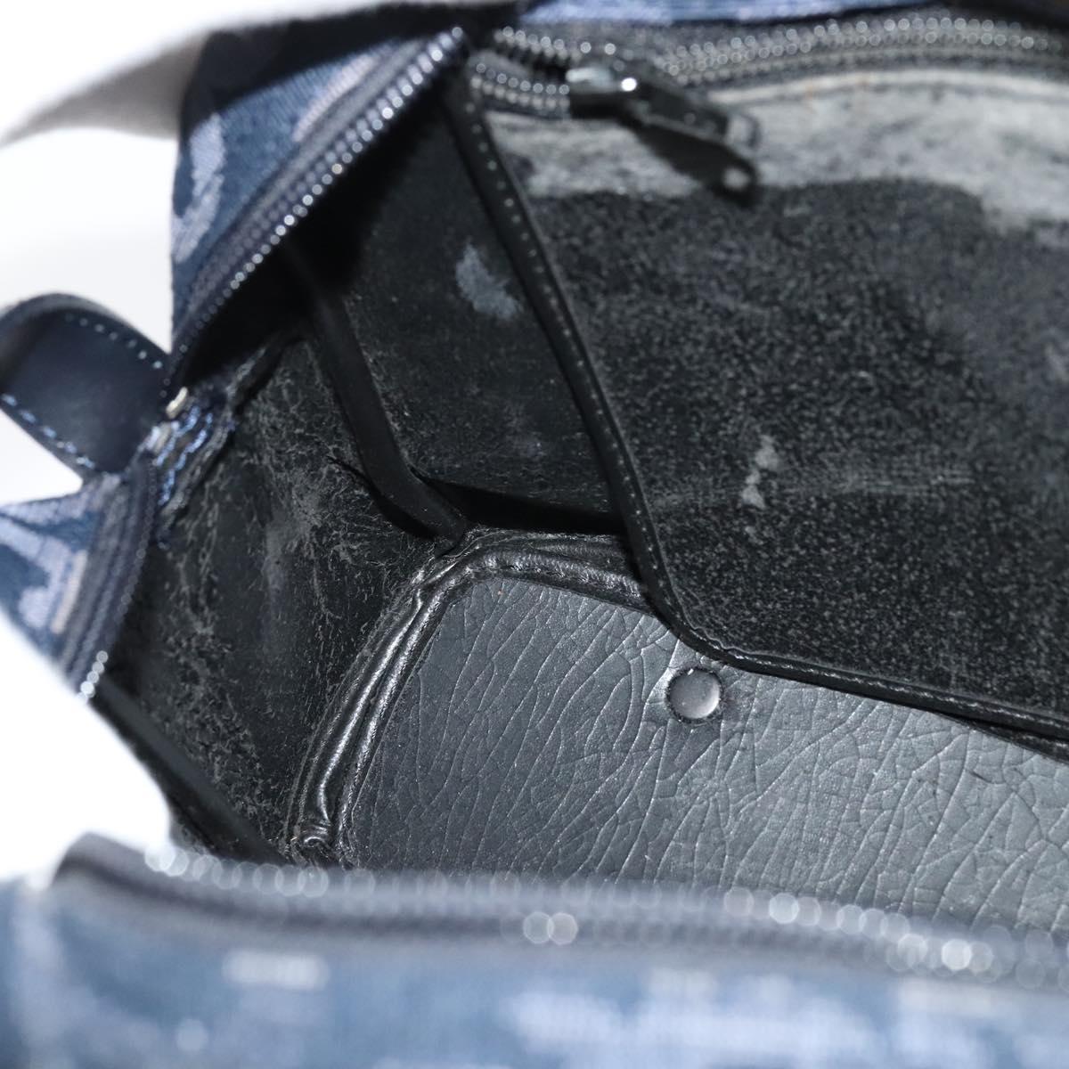 SAINT LAURENT Shoulder Bag Canvas Navy Gold Auth bs28993