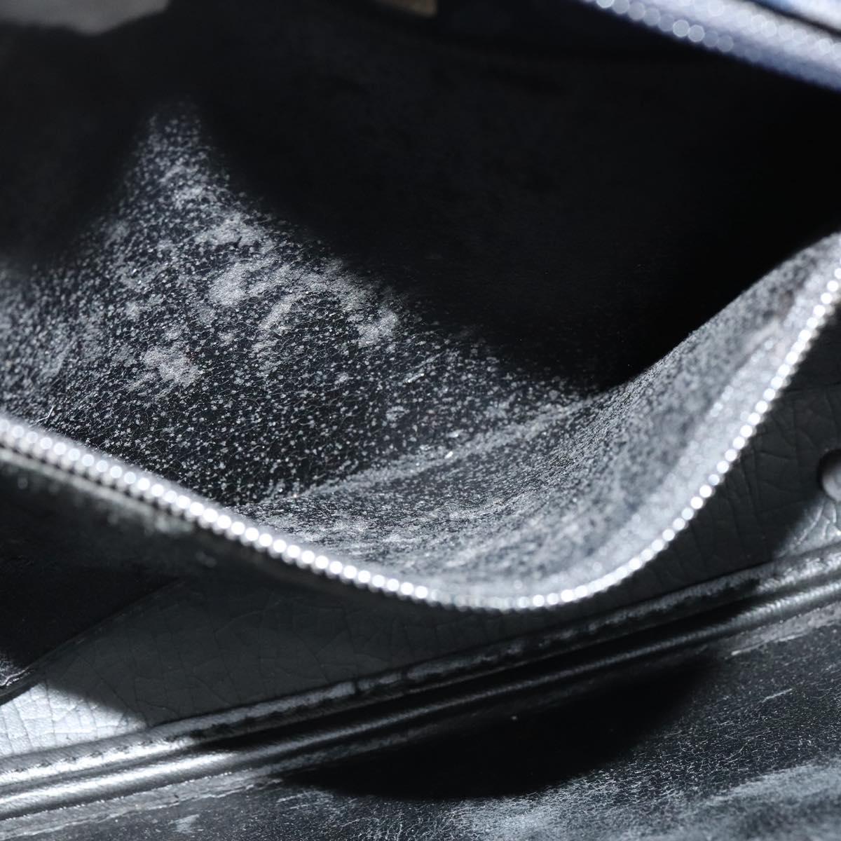 SAINT LAURENT Shoulder Bag Canvas Navy Gold Auth bs28993