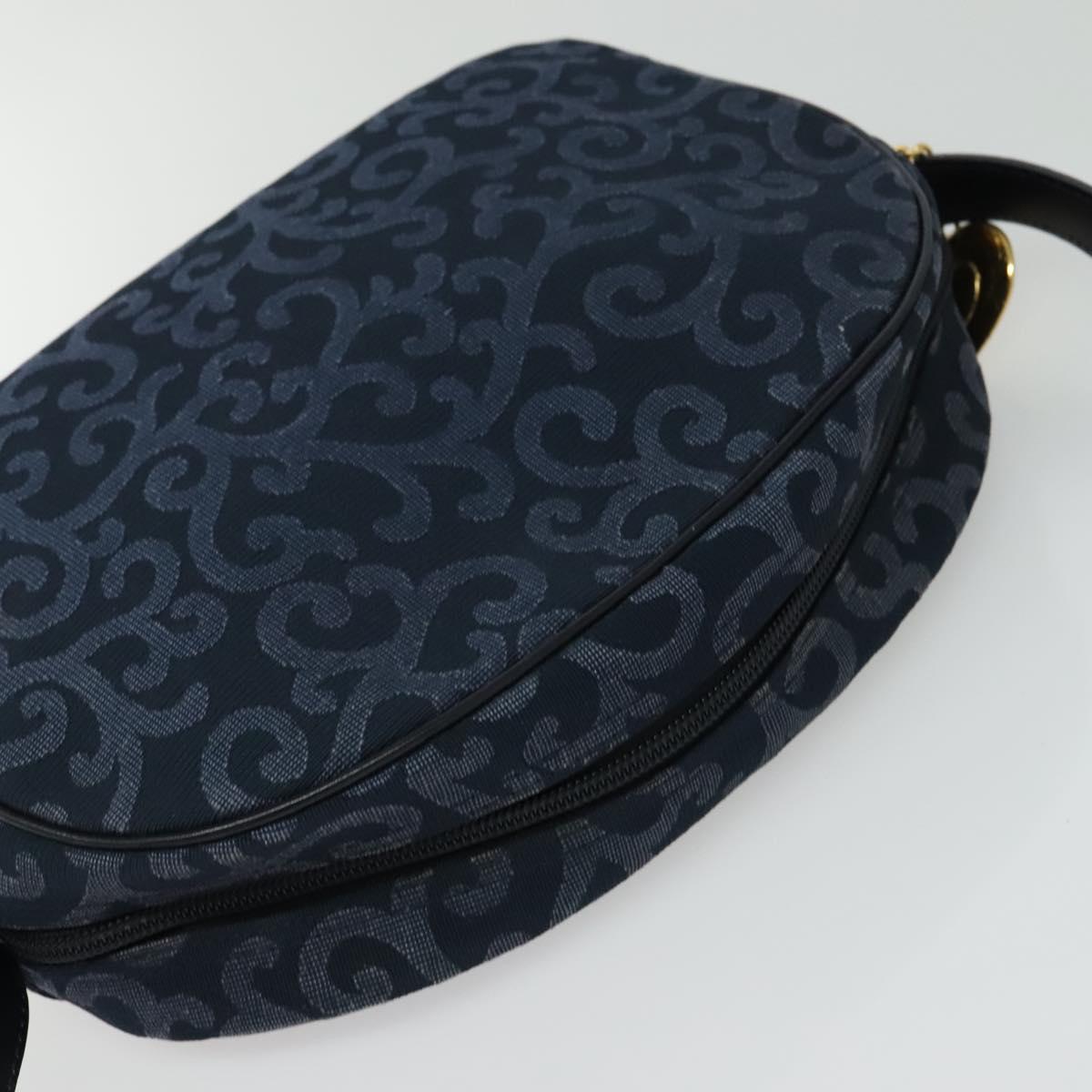 SAINT LAURENT Shoulder Bag Canvas Navy Gold Auth bs28993