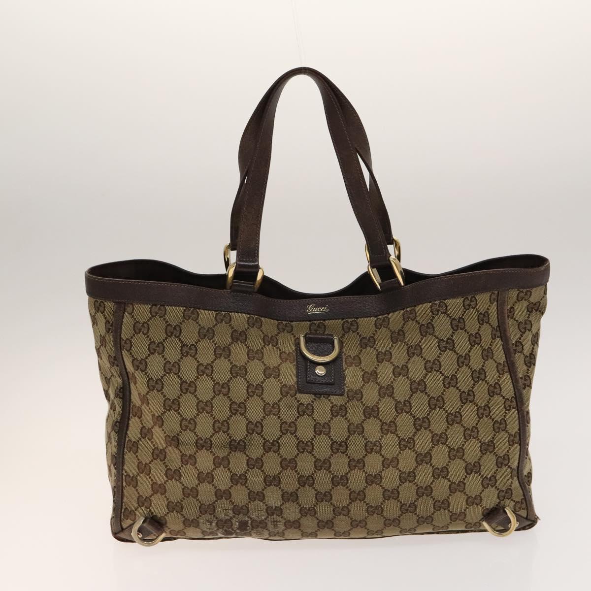GUCCI GG Canvas Tote Bag 2Set Beige Black Auth bs28996