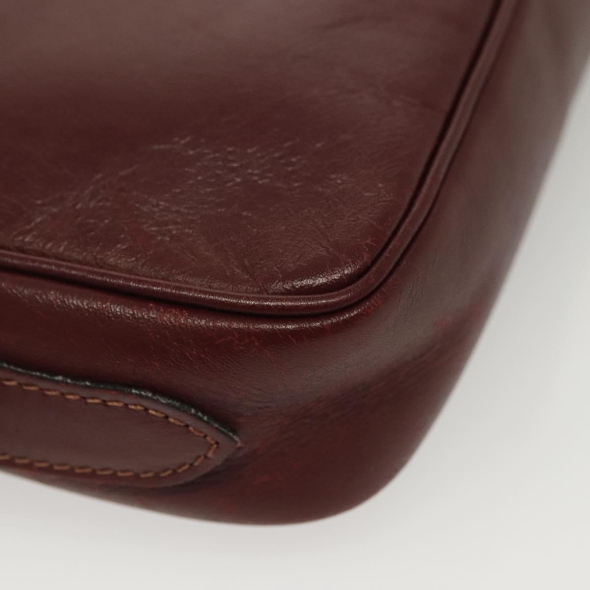 CARTIER Must Line Shoulder Bag Leather Bordeaux Gold Auth bs28999