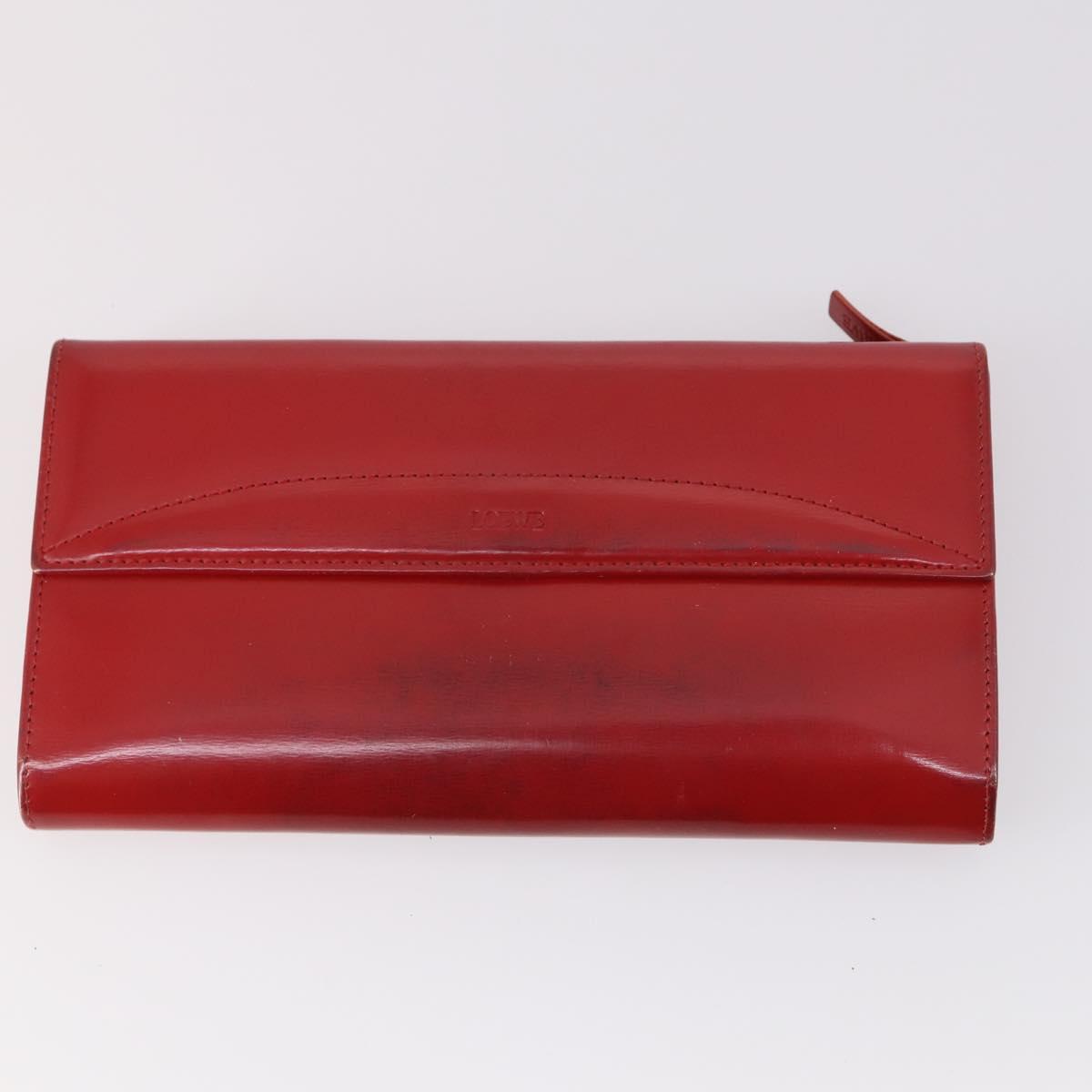 LOEWE Wallet Leather 4Set Beige Red black Auth bs29011