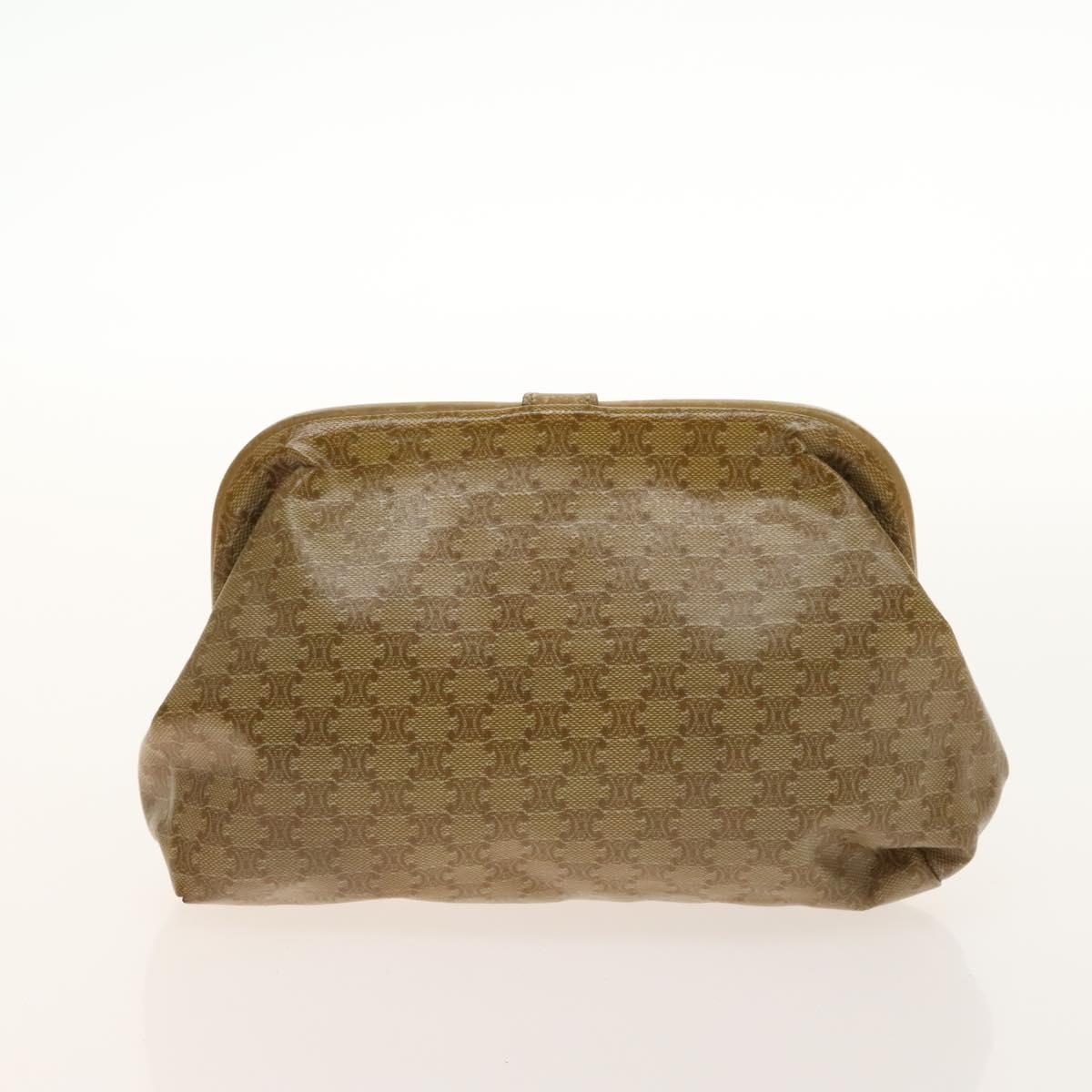 CELINE Macadam Canvas Hand Bag PVC 3Set Beige Brown gold Auth bs29016