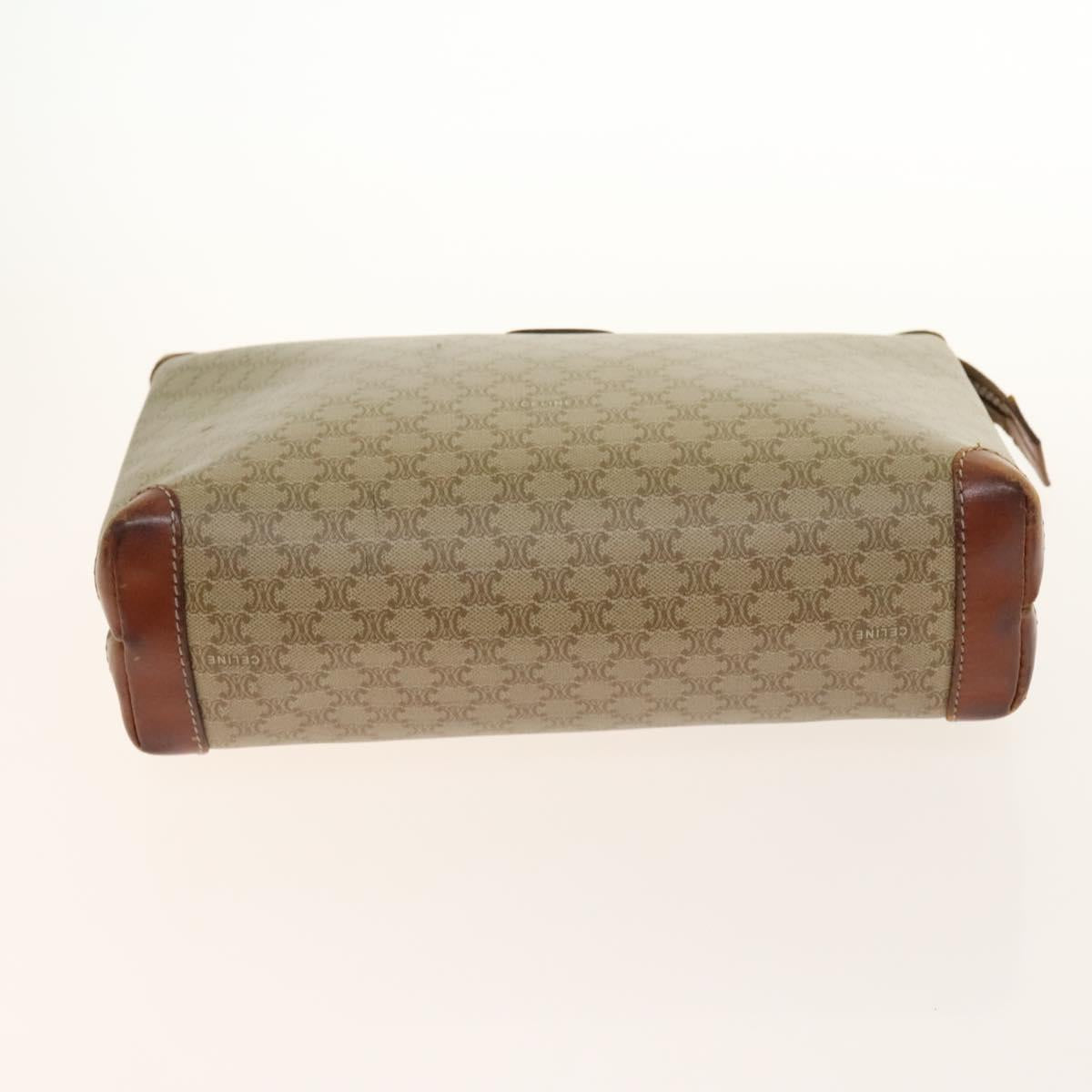 CELINE Macadam Canvas Hand Bag PVC 3Set Beige Brown gold Auth bs29016