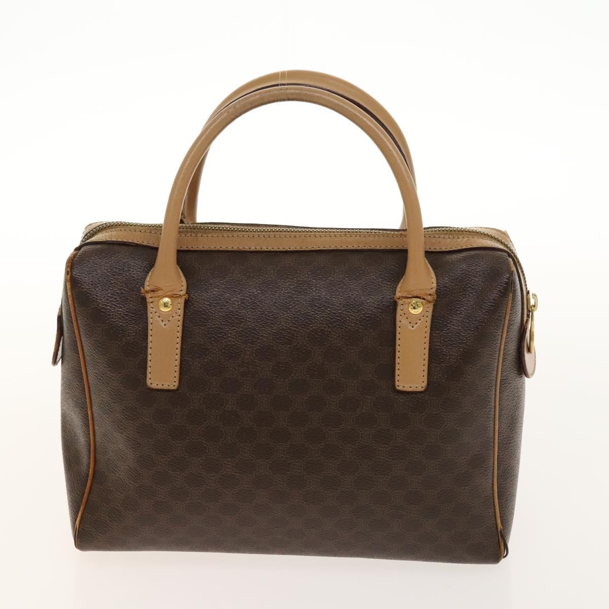 CELINE Macadam Canvas Hand Bag PVC 3Set Beige Brown gold Auth bs29016