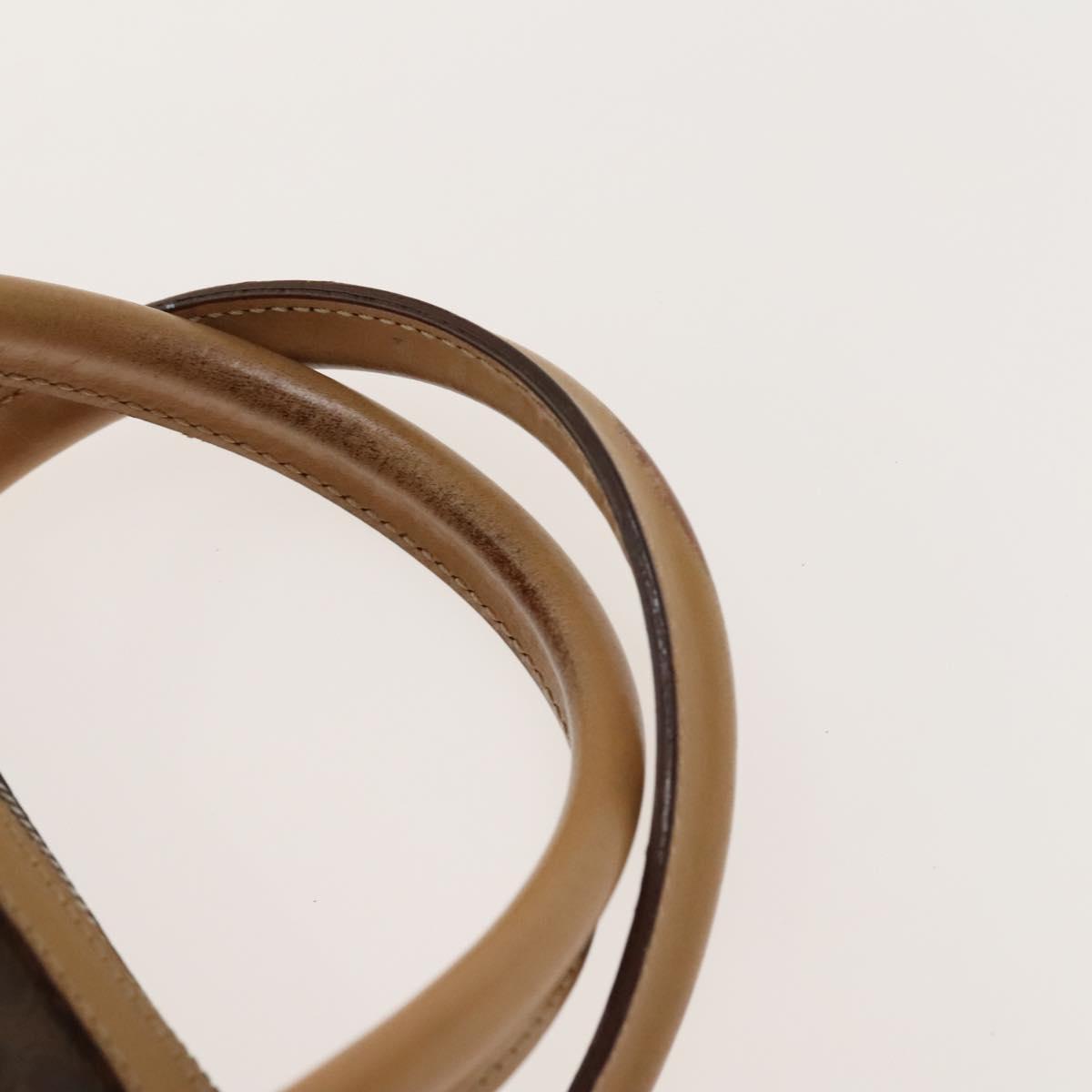 CELINE Macadam Canvas Hand Bag PVC 3Set Beige Brown gold Auth bs29016