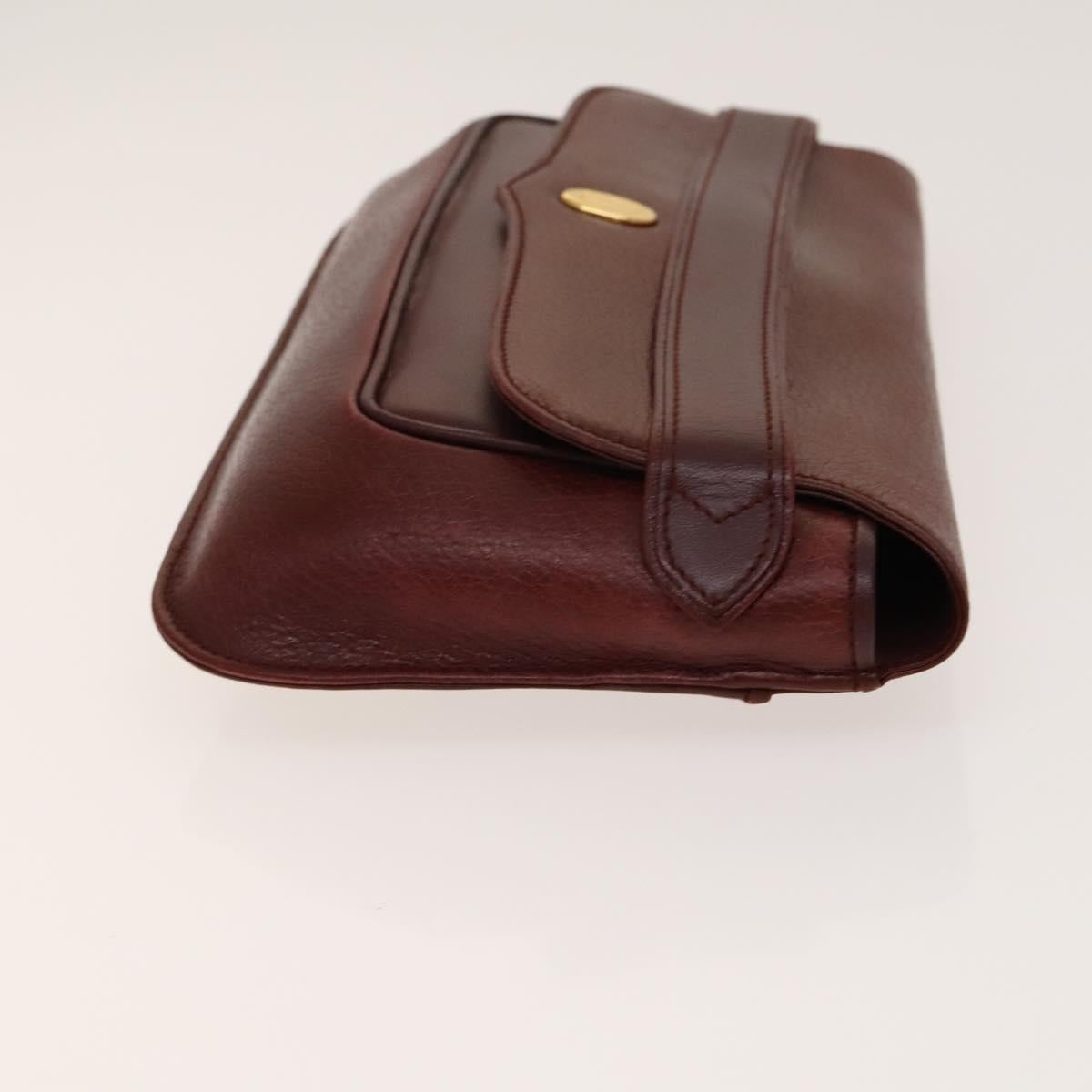 CARTIER Must Line Shoulder Bag Leather 3Set Bordeaux Gold Auth bs29019