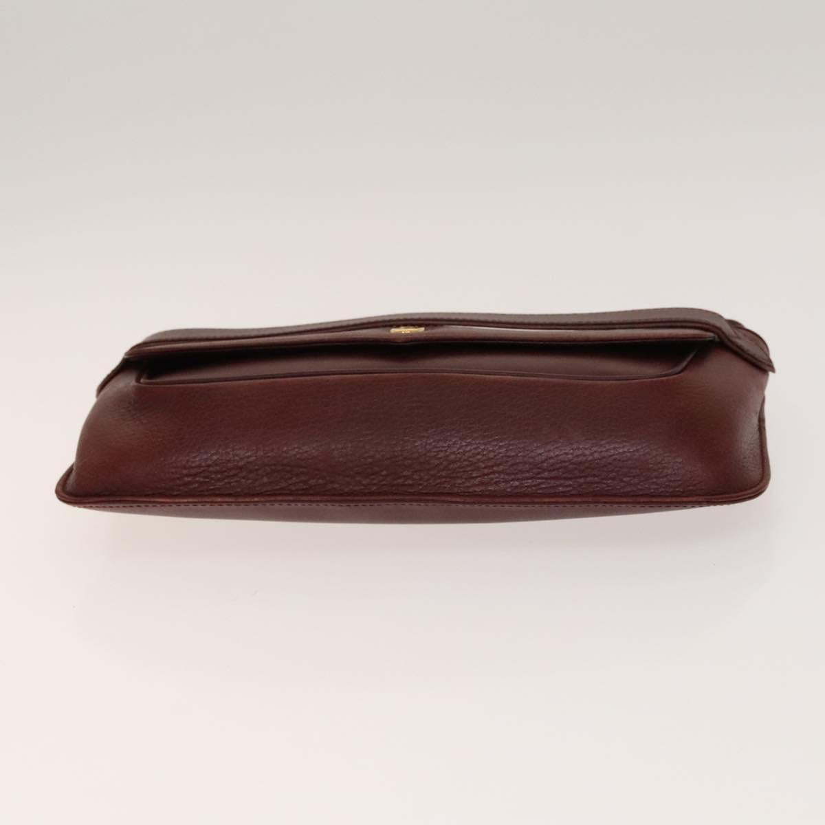 CARTIER Must Line Shoulder Bag Leather 3Set Bordeaux Gold Auth bs29019