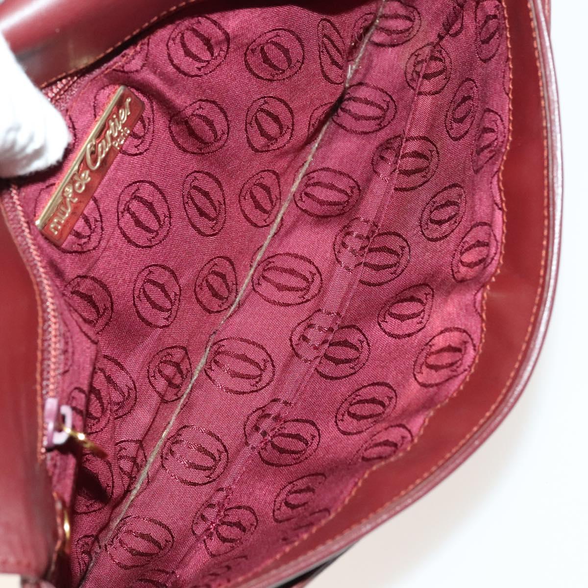 CARTIER Must Line Shoulder Bag Leather 3Set Bordeaux Gold Auth bs29019