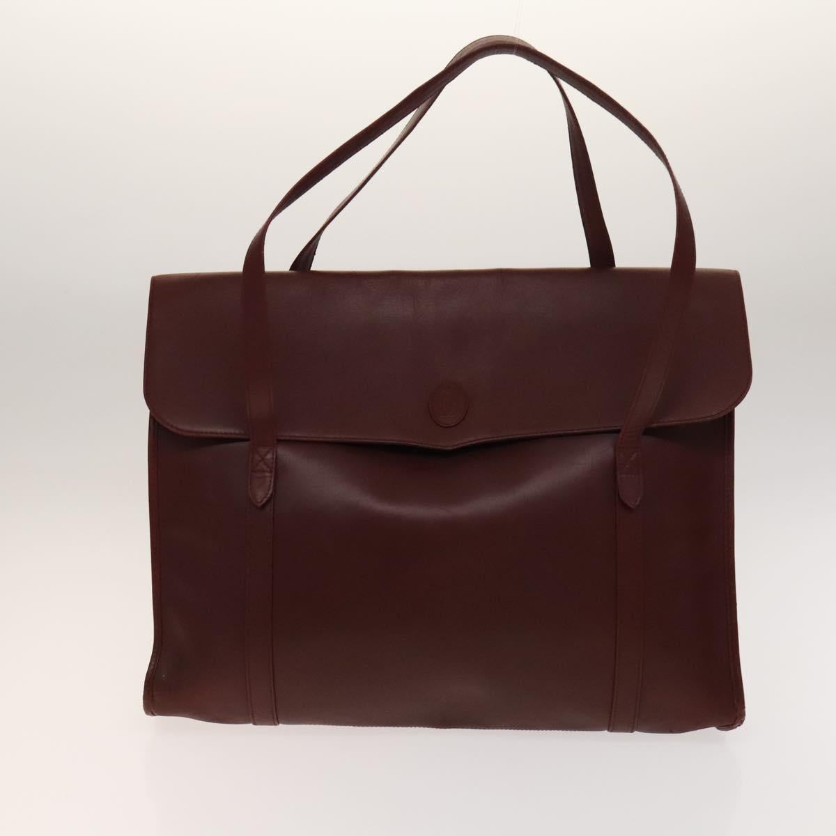 CARTIER Must Line Shoulder Bag Leather 3Set Bordeaux Gold Auth bs29019