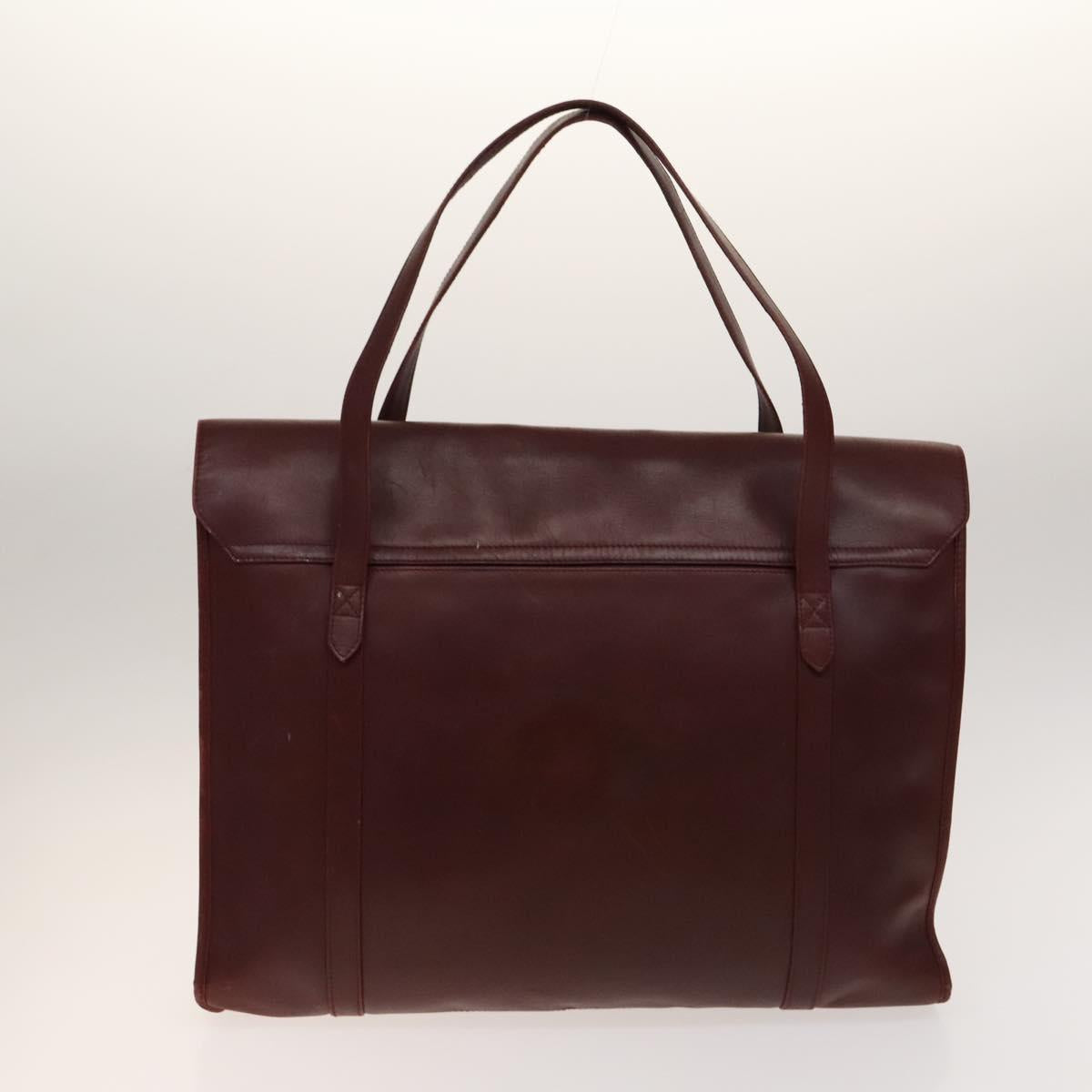 CARTIER Must Line Shoulder Bag Leather 3Set Bordeaux Gold Auth bs29019