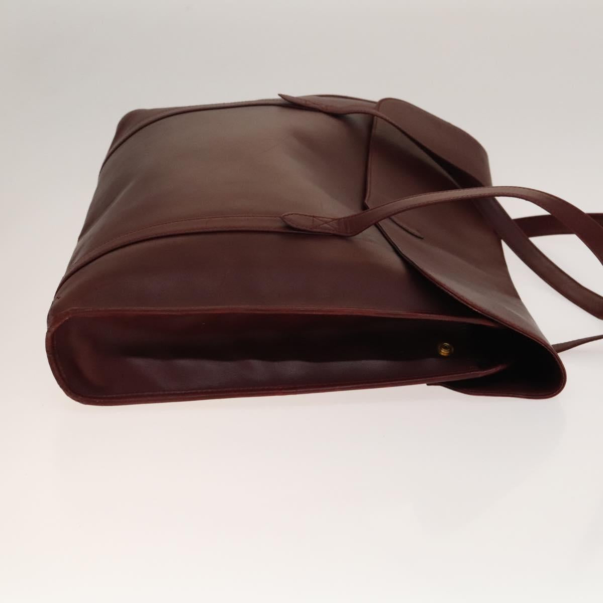 CARTIER Must Line Shoulder Bag Leather 3Set Bordeaux Gold Auth bs29019