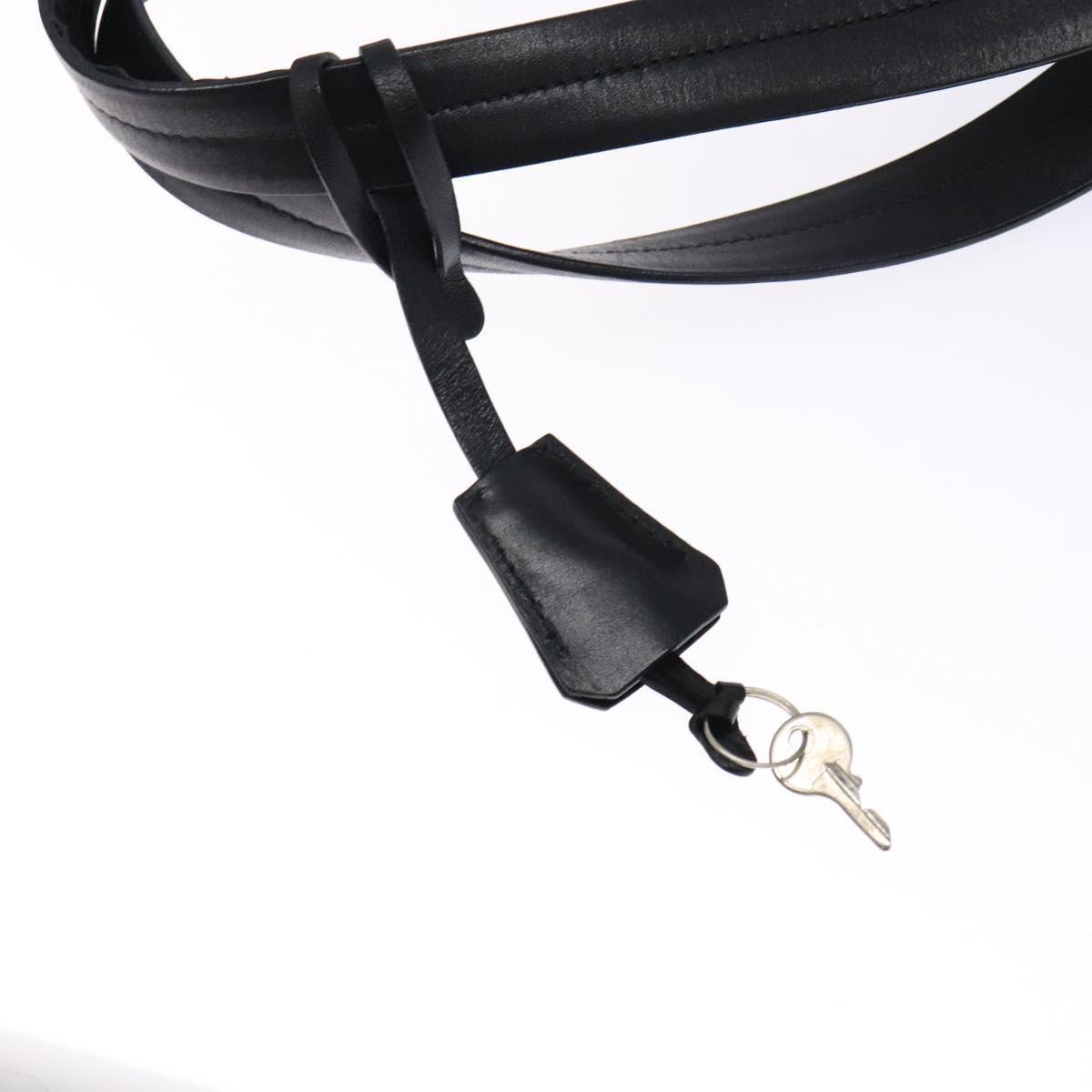 PRADA Hand Bag Leather Black Silver Auth bs29047