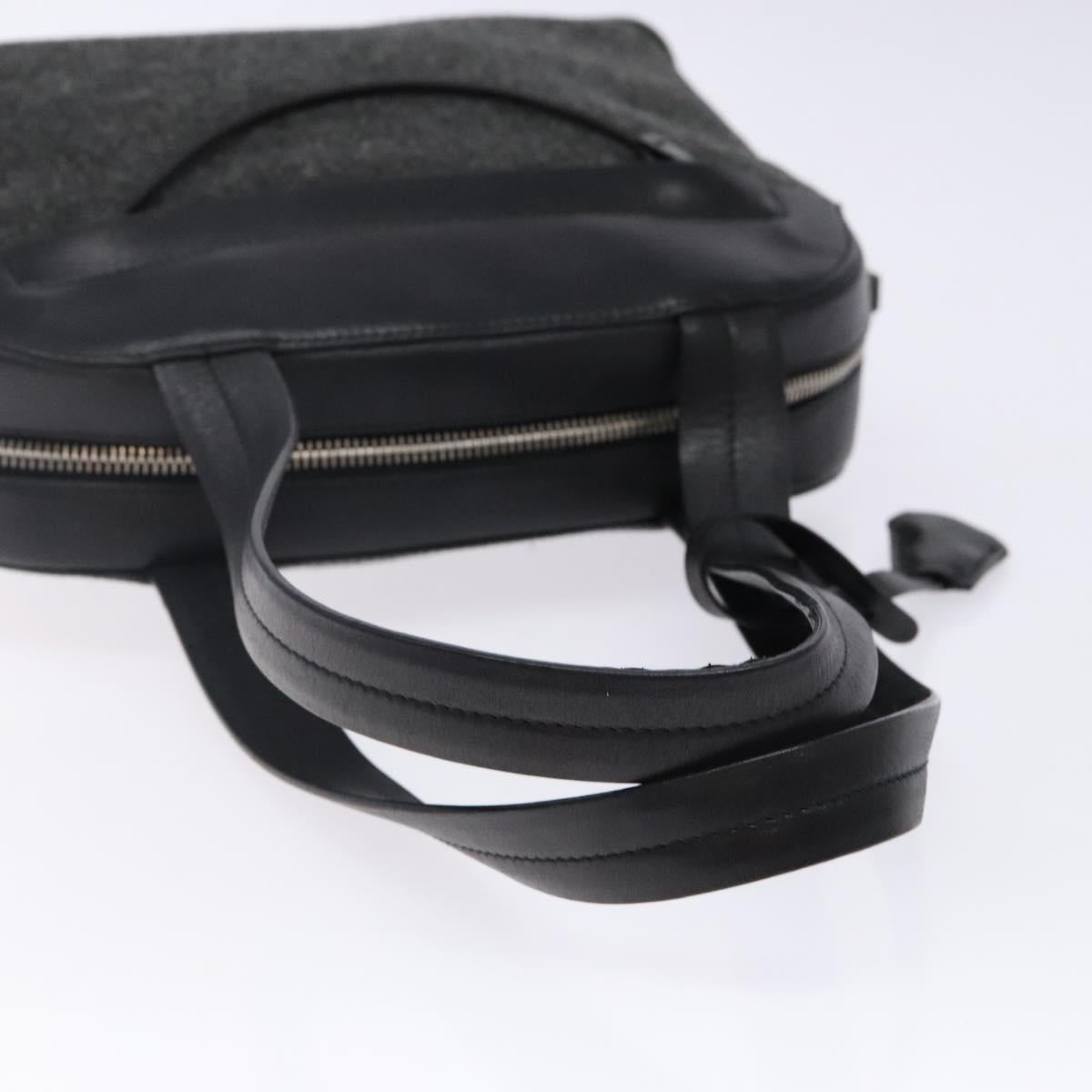 PRADA Hand Bag Leather Black Silver Auth bs29047