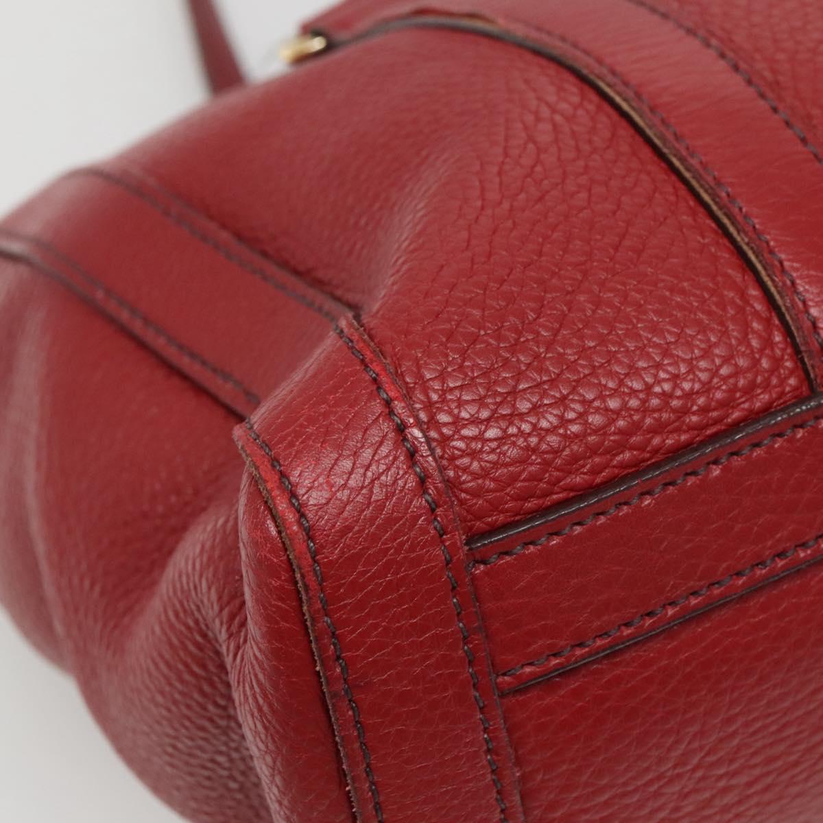 PRADA Tote Bag Leather Red Gold Auth bs29048