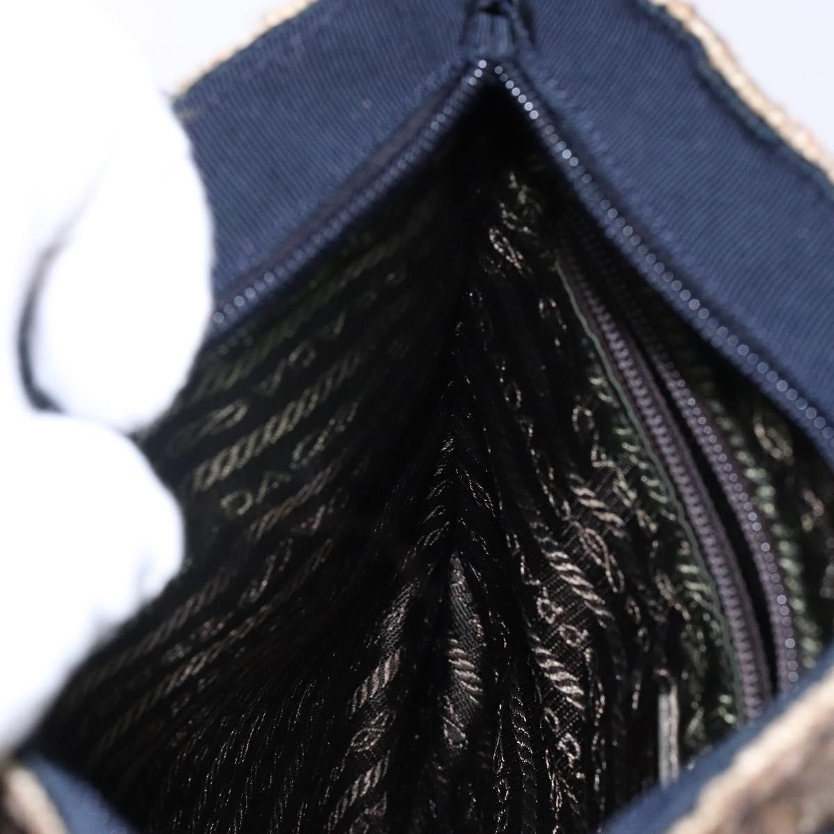 PRADA Hand Bag Tweed Beige Silver Auth bs29049