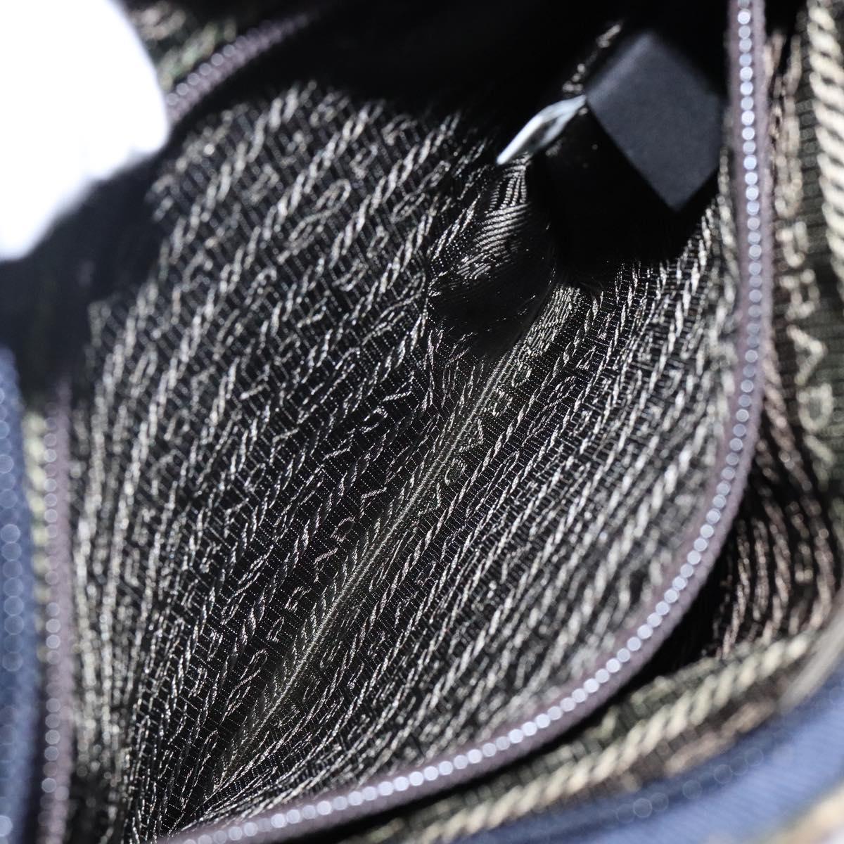 PRADA Hand Bag Tweed Beige Silver Auth bs29049