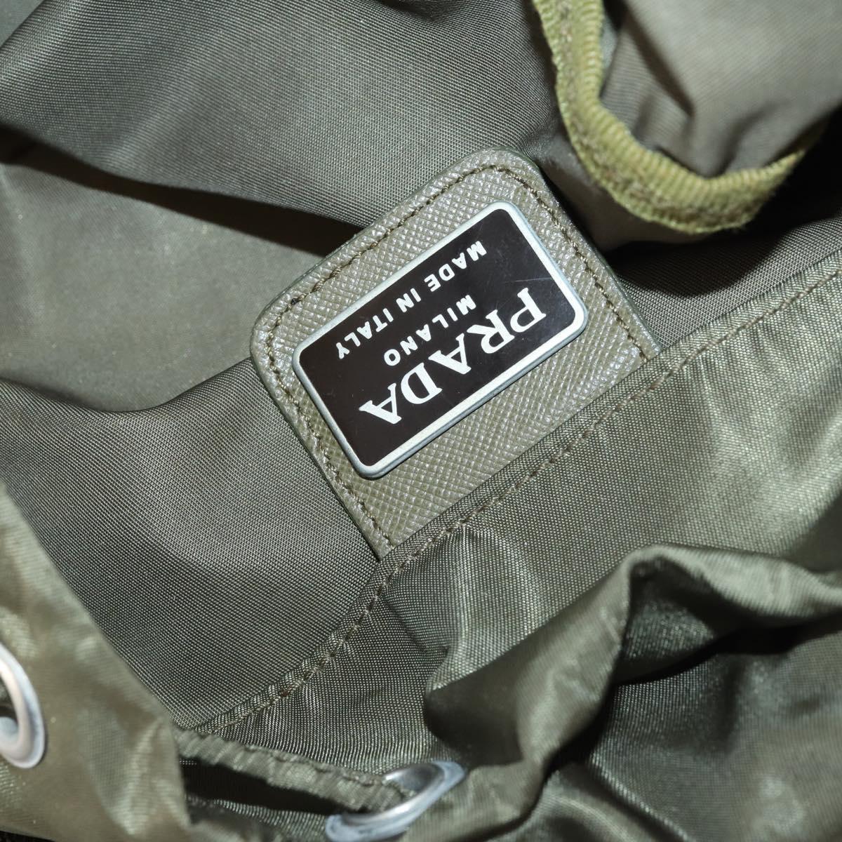 PRADA Backpack Nylon Khaki Silver Auth bs29051