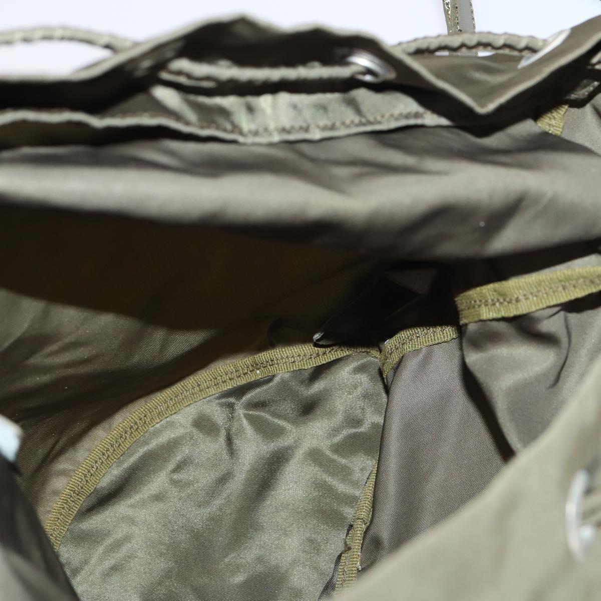 PRADA Backpack Nylon Khaki Silver Auth bs29051