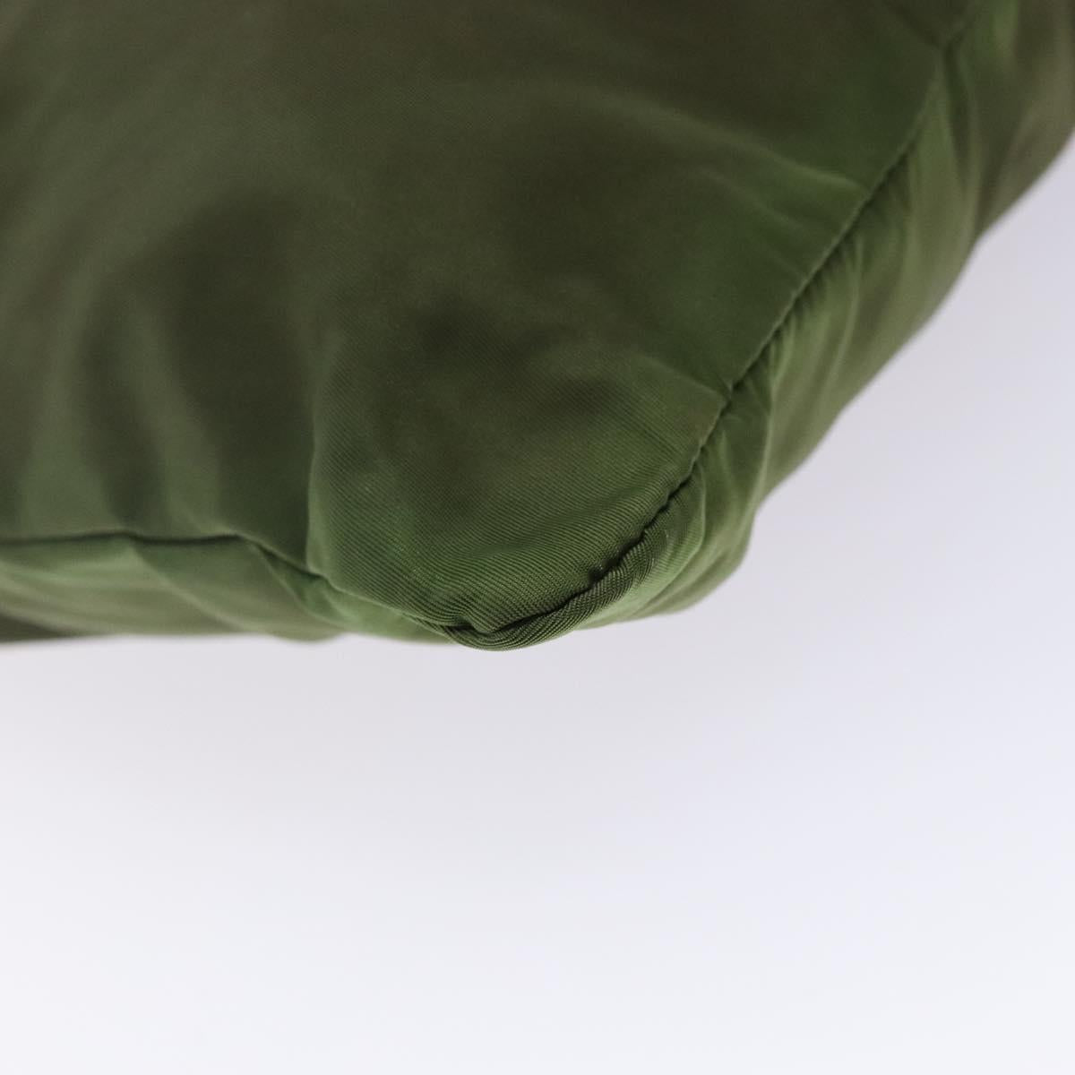 PRADA Tote Bag Nylon Khaki Silver Auth bs29054