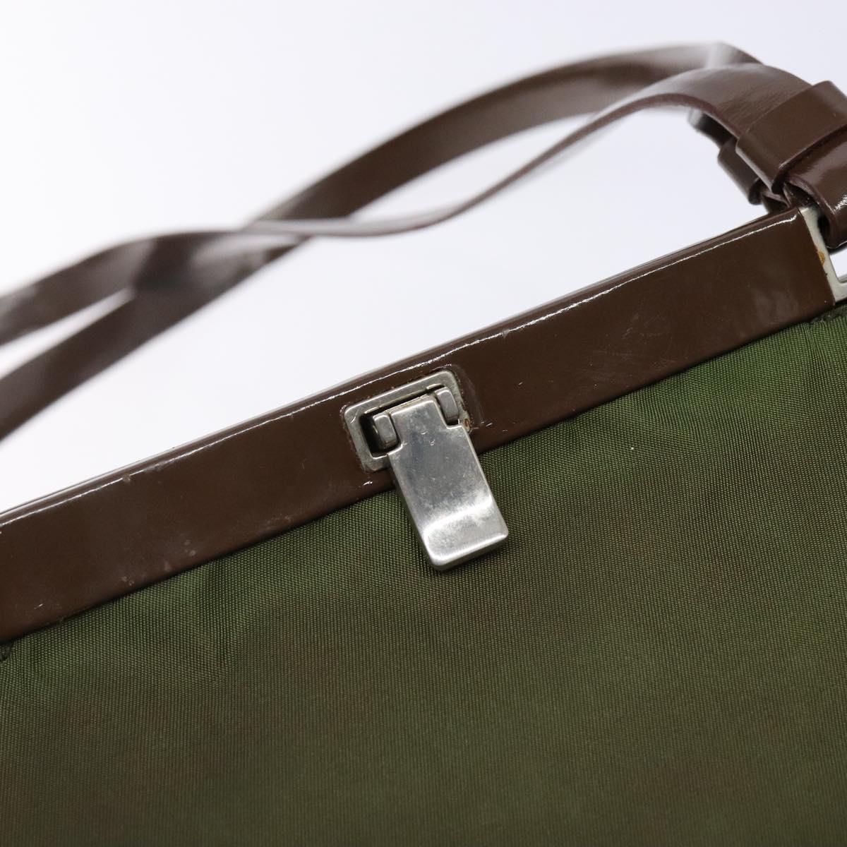 PRADA Tote Bag Nylon Khaki Silver Auth bs29054