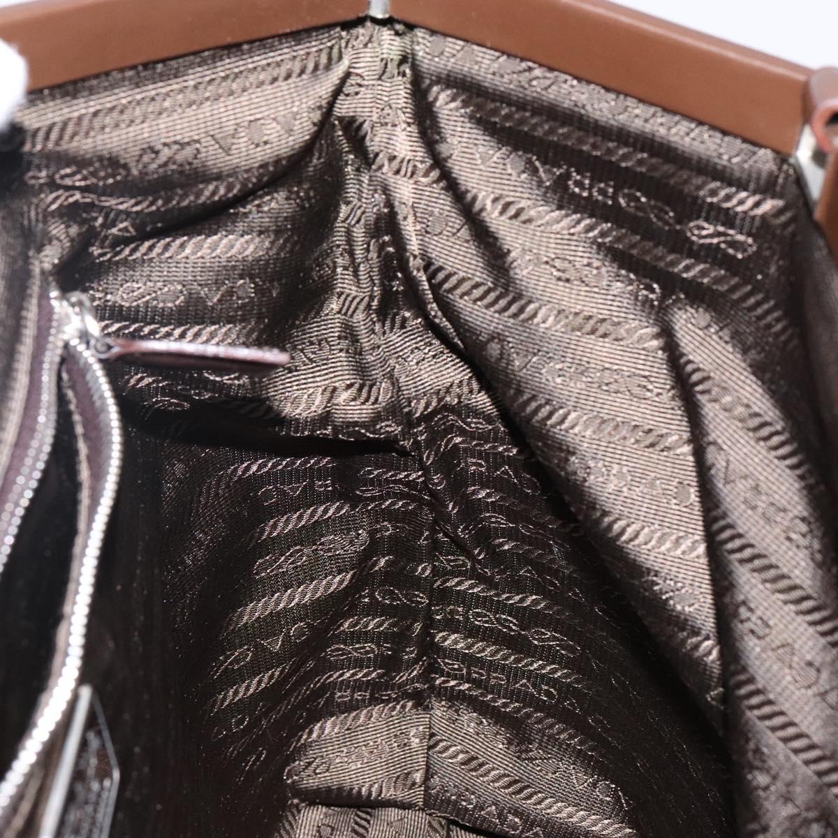 PRADA Tote Bag Nylon Khaki Silver Auth bs29054