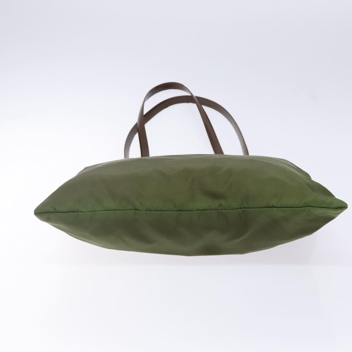 PRADA Tote Bag Nylon Khaki Silver Auth bs29054