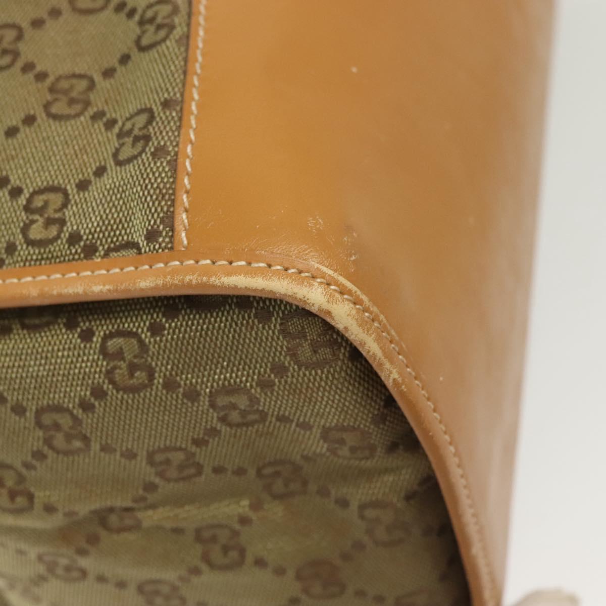 GUCCI GG Canvas Tote Bag Beige Gold Auth bs29058