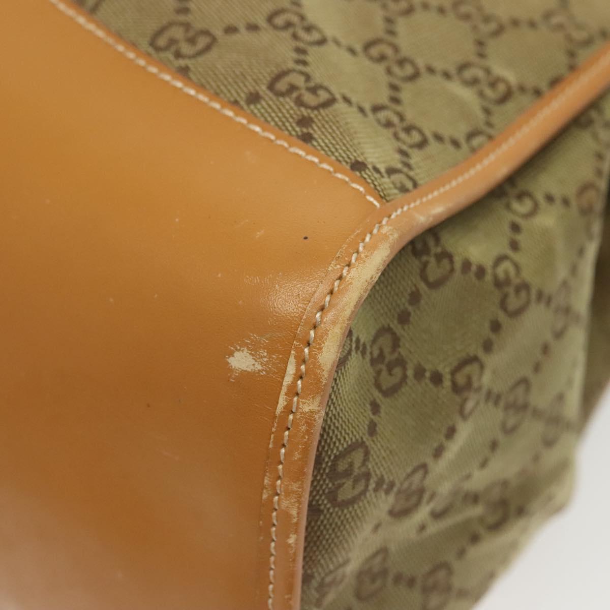 GUCCI GG Canvas Tote Bag Beige Gold Auth bs29058