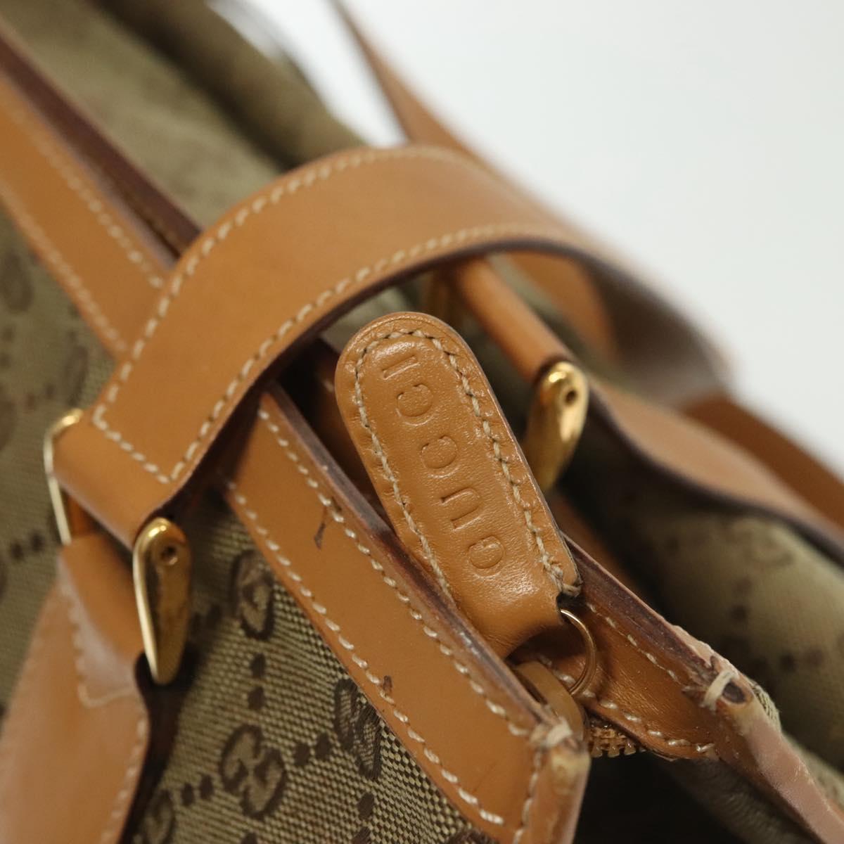 GUCCI GG Canvas Tote Bag Beige Gold Auth bs29058