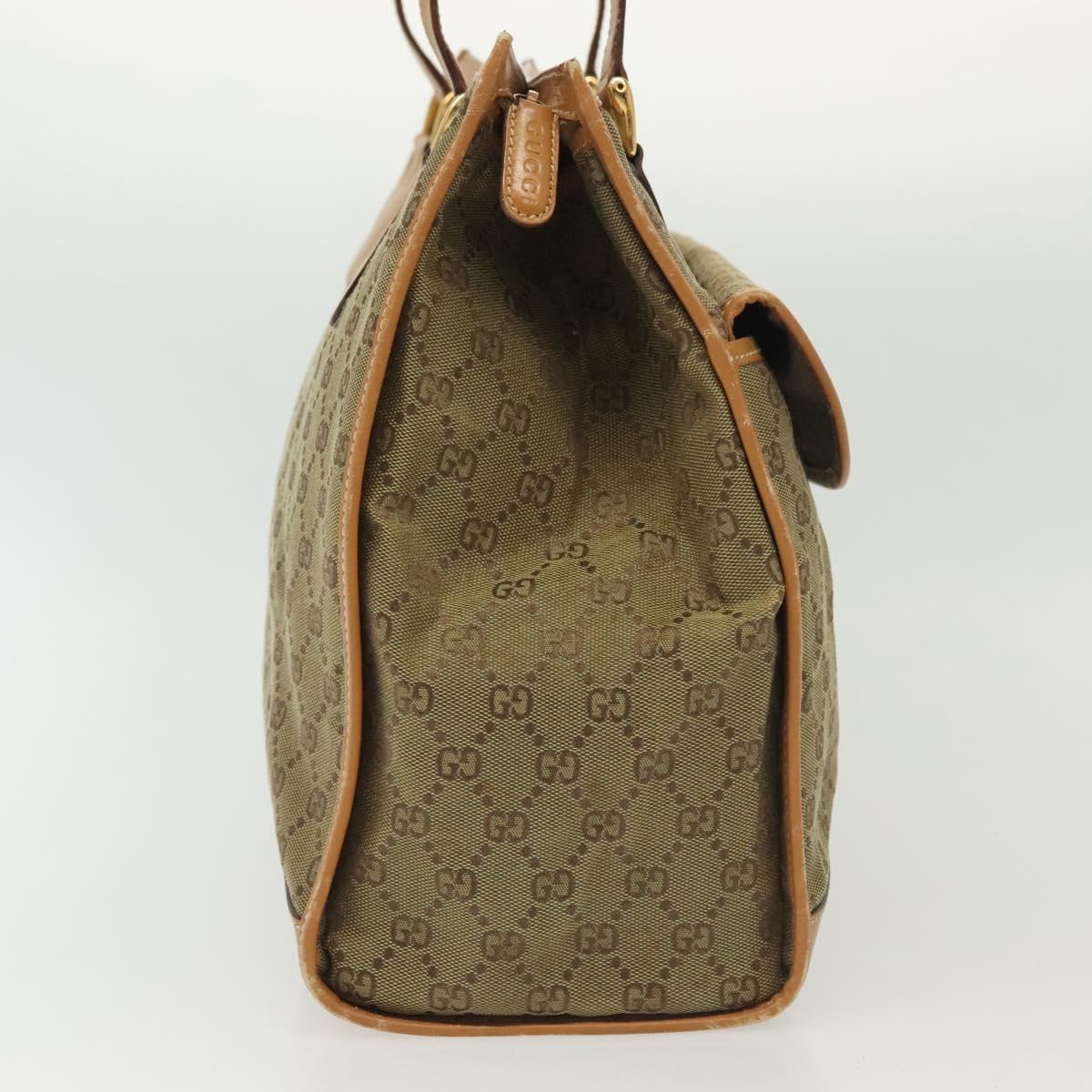 GUCCI GG Canvas Tote Bag Beige Gold Auth bs29058