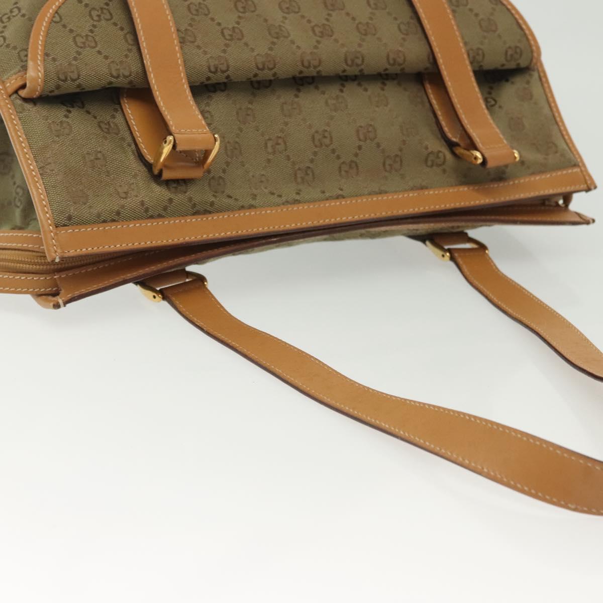 GUCCI GG Canvas Tote Bag Beige Gold Auth bs29058