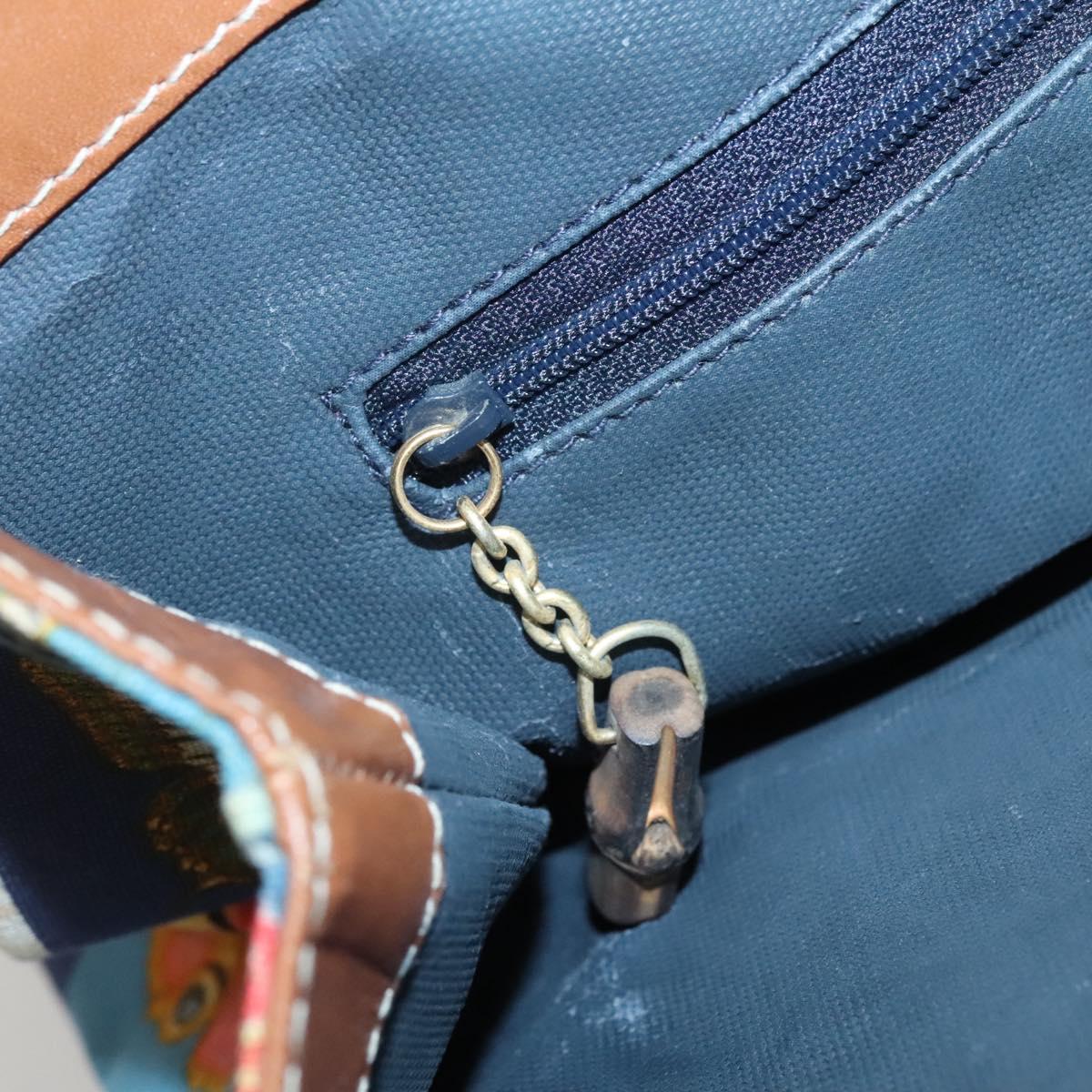 GUCCI Tote Bag Canvas Blue Gold 002 2853 0307 0 Auth bs29059