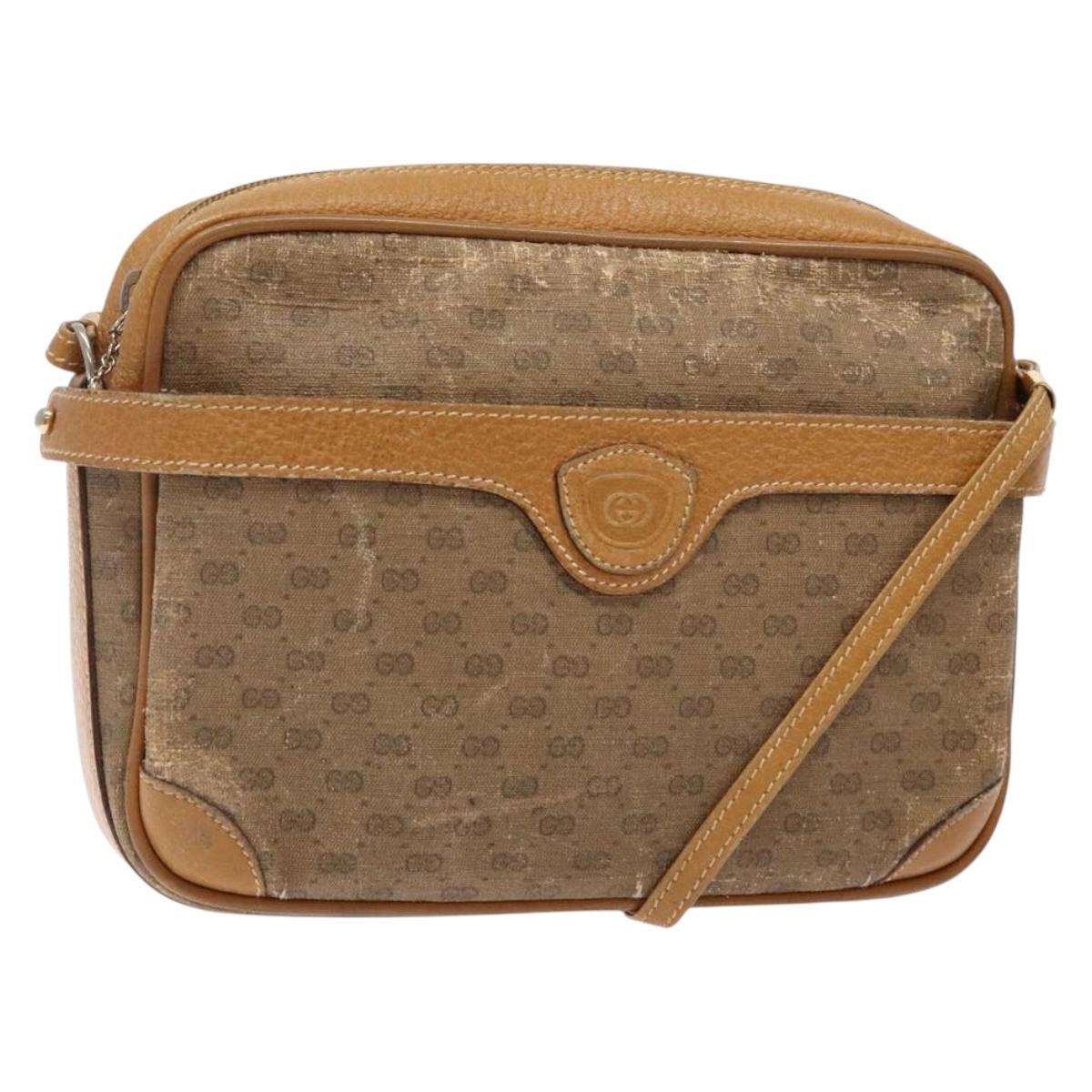 GUCCI Micro GG Supreme Shoulder Bag PVC Beige Gold 007 904 0423 Auth bs29068