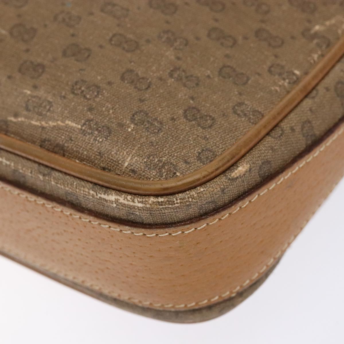 GUCCI Micro GG Supreme Shoulder Bag PVC Beige Gold 007 904 0423 Auth bs29068