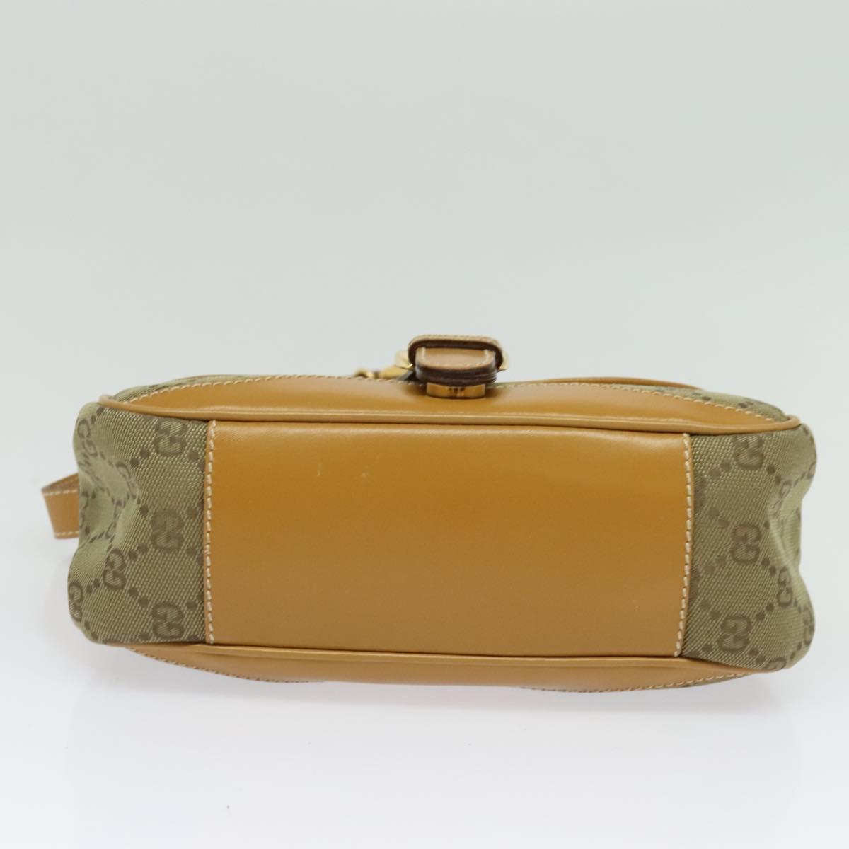 GUCCI GG Canvas Shoulder Bag Beige Gold Auth bs29069
