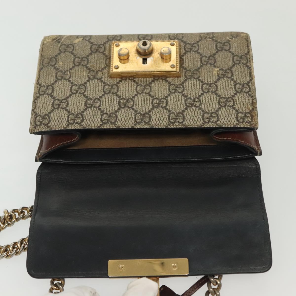 GUCCI GG Supreme Chain Shoulder Bag PVC Beige Gold 409487 Auth bs29070