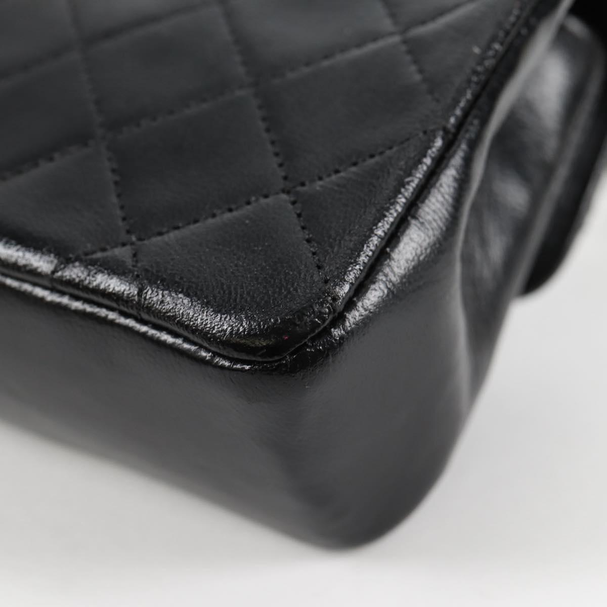 CHANEL Matelasse Chain Shoulder Bag Lamb Skin Black Gold CC Auth bs29080