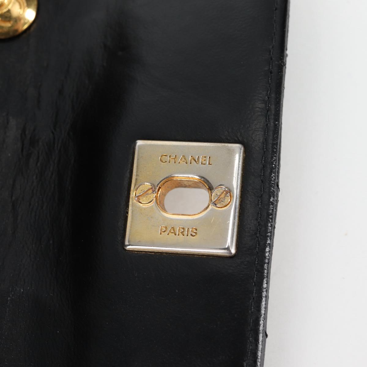 CHANEL Matelasse Chain Shoulder Bag Lamb Skin Black Gold CC Auth bs29080