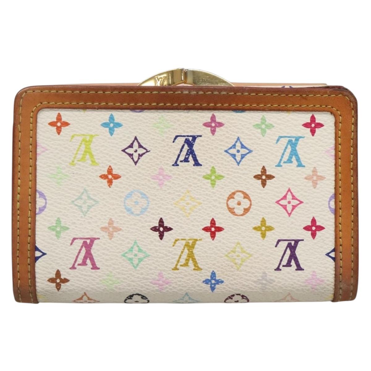 LOUIS VUITTON Multicolor Portefeuille Viennois Wallet White M92987 Auth bs29084