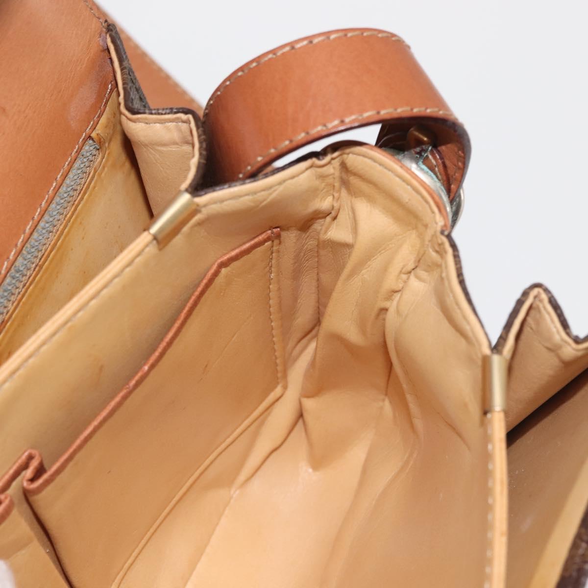 CELINE Macadam Canvas Shoulder Bag PVC Leather Brown Gold Auth bs29090