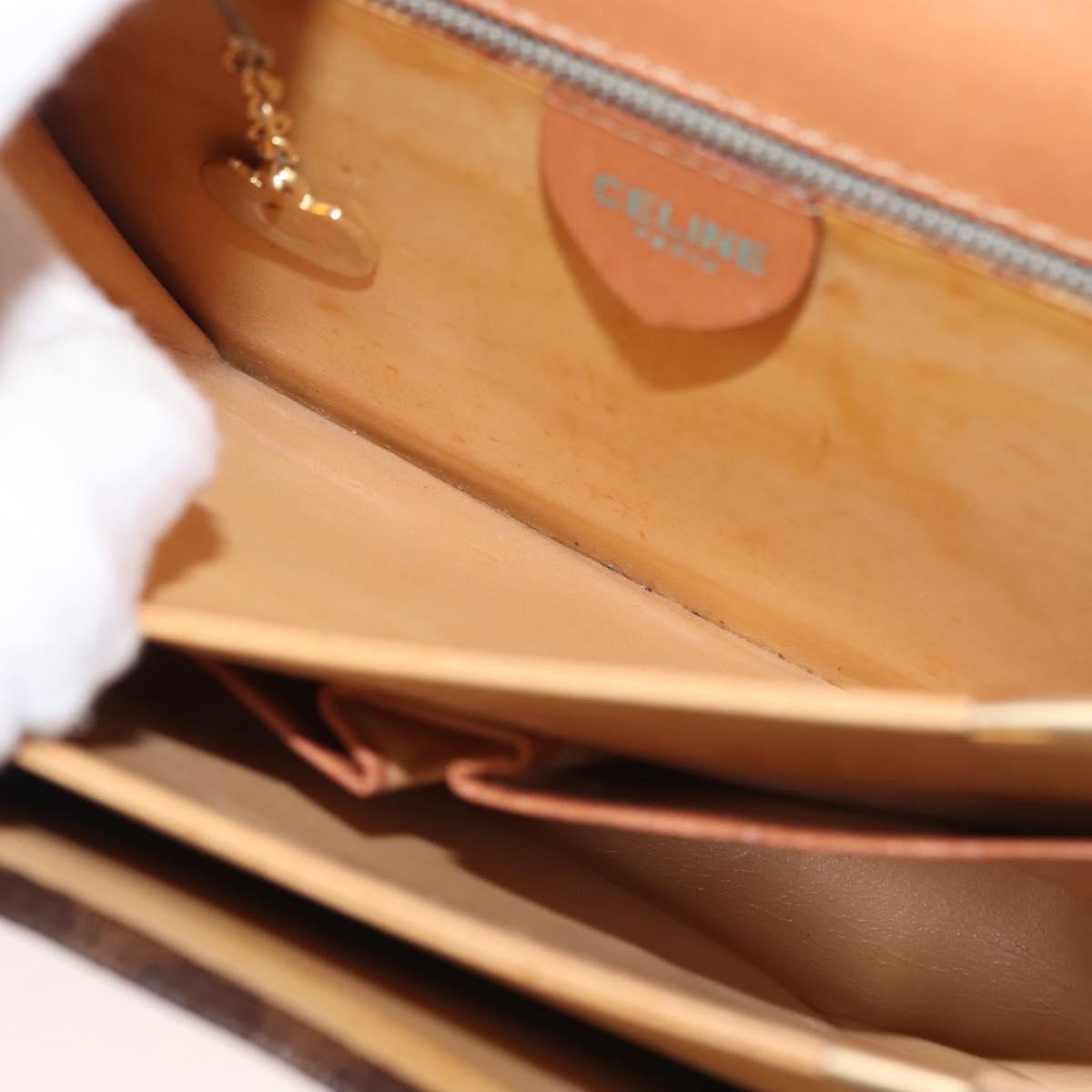 CELINE Macadam Canvas Shoulder Bag PVC Leather Brown Gold Auth bs29090